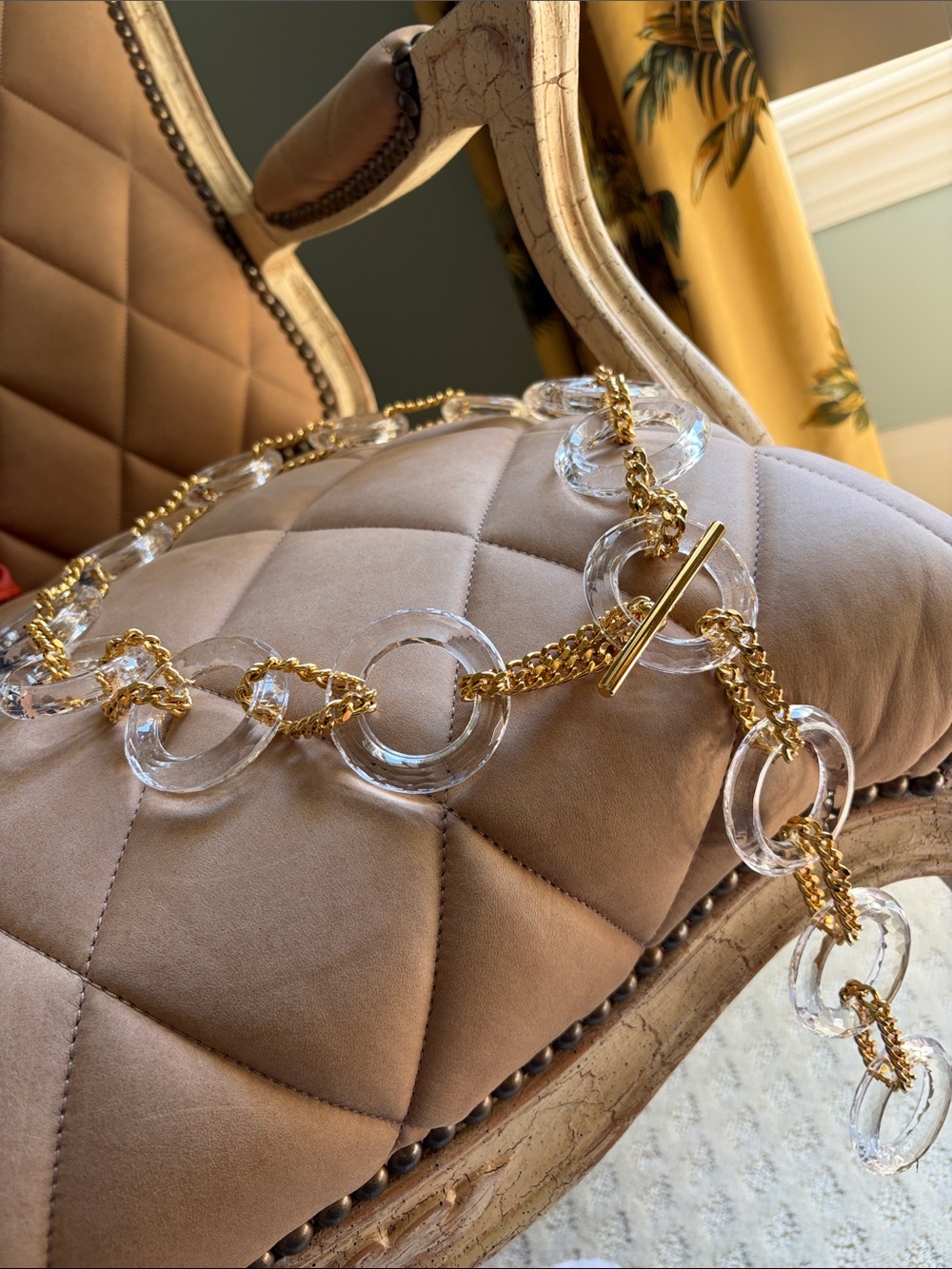 Clear Lucite and Gold Chain Link BELT- Women’s accessory